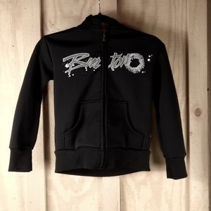 Size 9 Burton Boy's Black Jacket Full Zip With Spell-Out Logo on Front